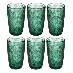 Komplet szklanek wysokich LEAVES COLOR 390ml 6 sztuk zielone